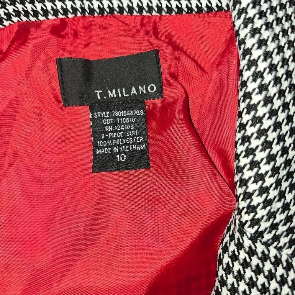 T. MILANO Black and White Houndstooth Blazer